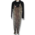 French Jenny Leopard Print Hooded One-Piece Pajamas - Size Medium