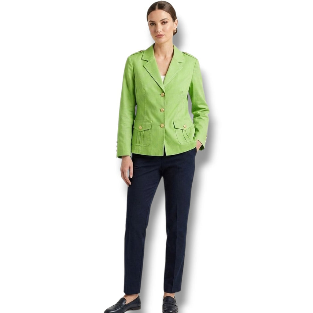 Joan Rivers Women’s Green Military Style Jacket w/ Gold Buttons & Pockets Large