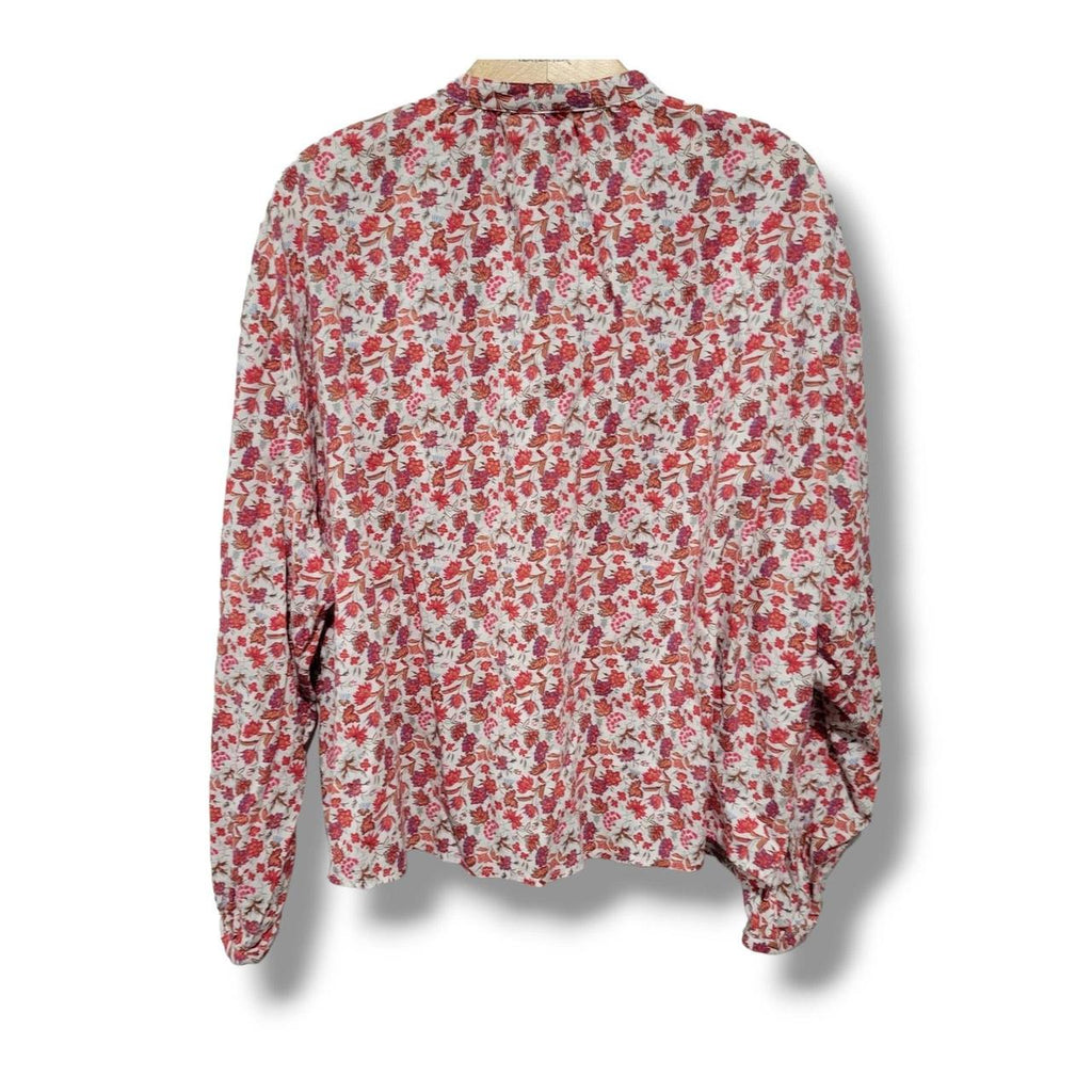 Universal Thread Womens Floral Balloon Sleeve Quarter Button Blouse Medium NWOT