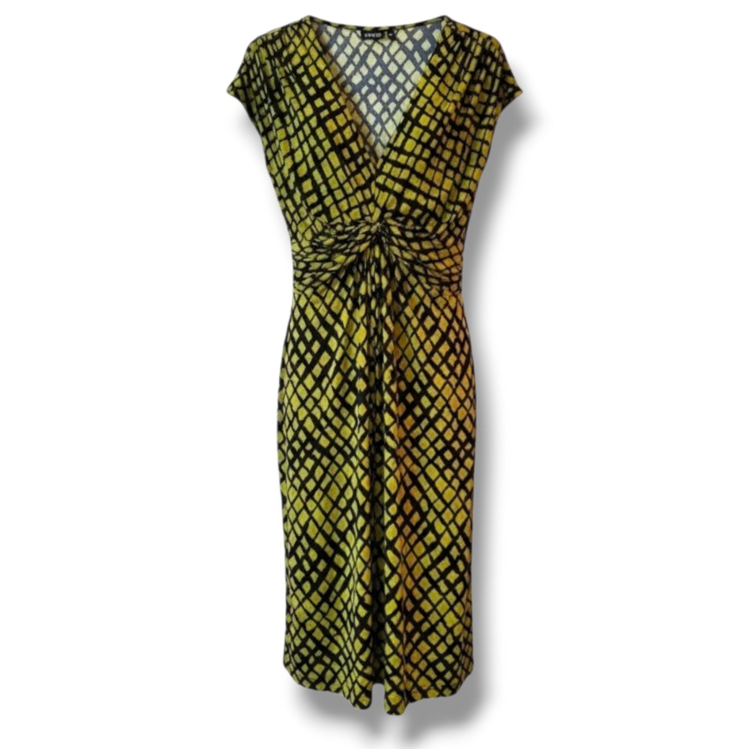 Apt. 9 Women’s Green Black Knot Front Stretch Dress - Medium
