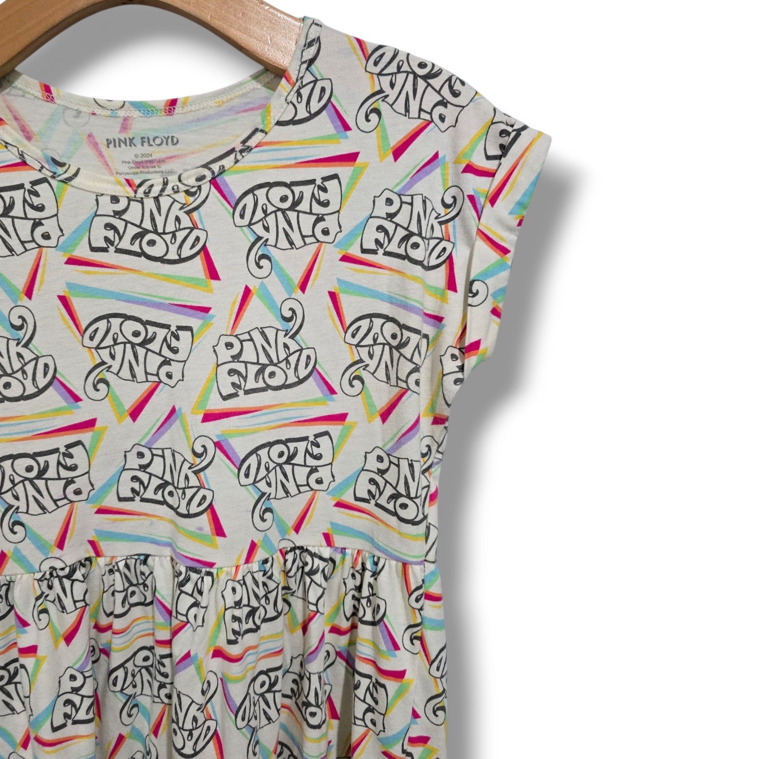 Pink Floyd Girls’ Graphic Rainbow Logo Dress Large, Cotton Polyester Gently Used