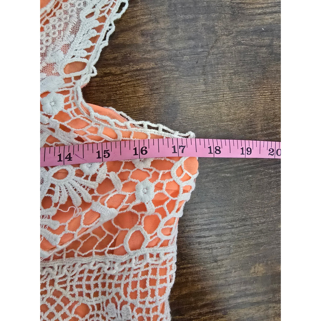 Staring at Stars Urban Outfitters Women's Boho Crochet Lace Tank Top Coral