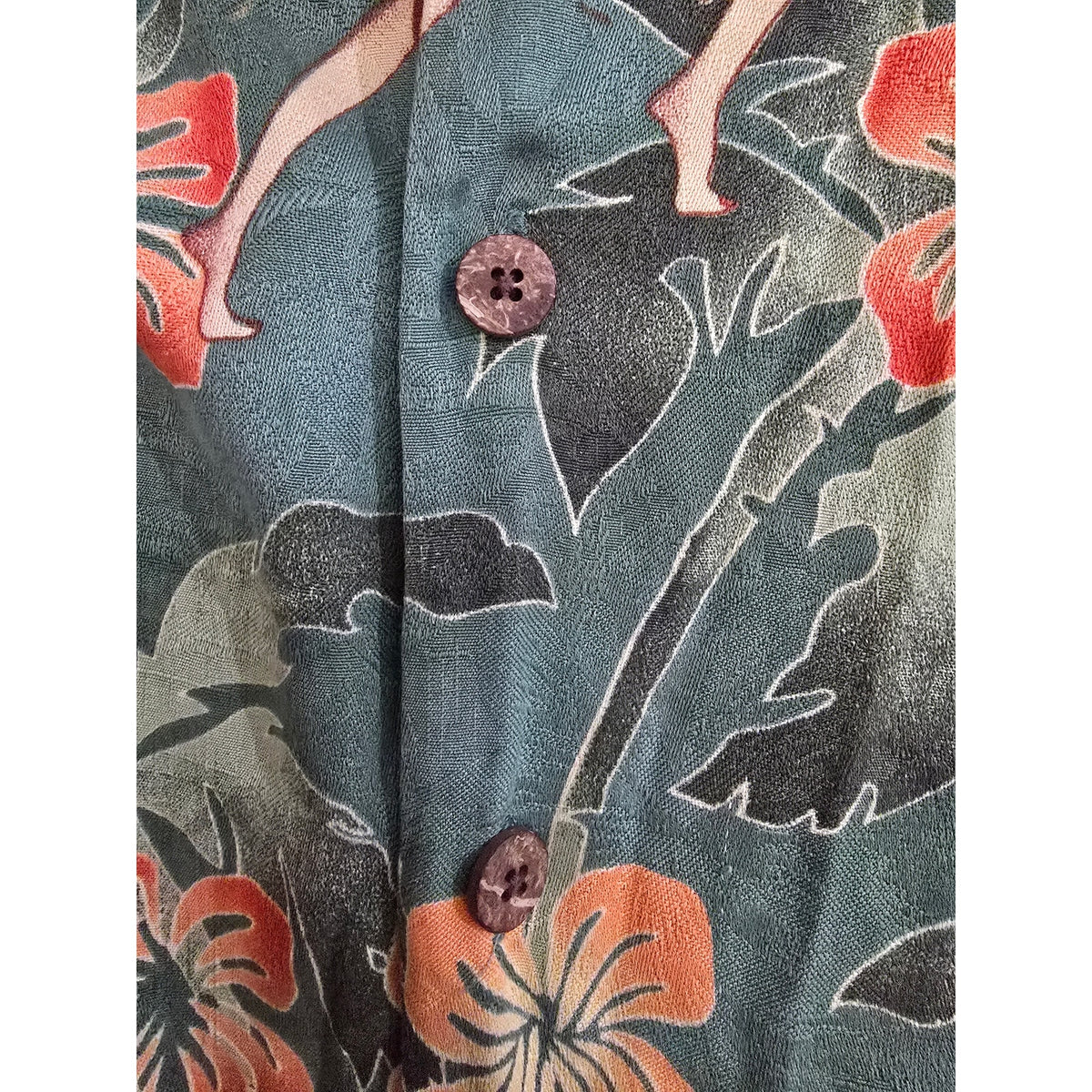 Montego Mon 100% Silk Green Hula Girl Tropical Hawaiian Camp Shirt XXL