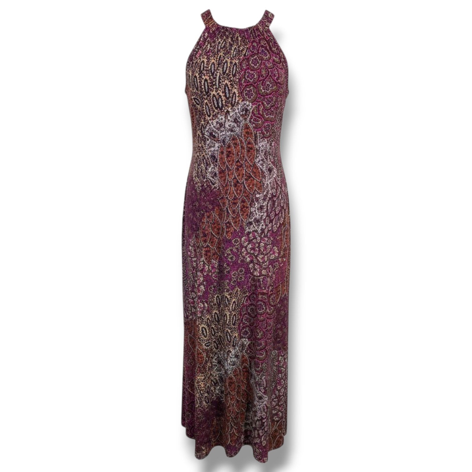 Anne Klein Women’s Multicolor Boho Print Maxi Dress with Side Slits – Size 6