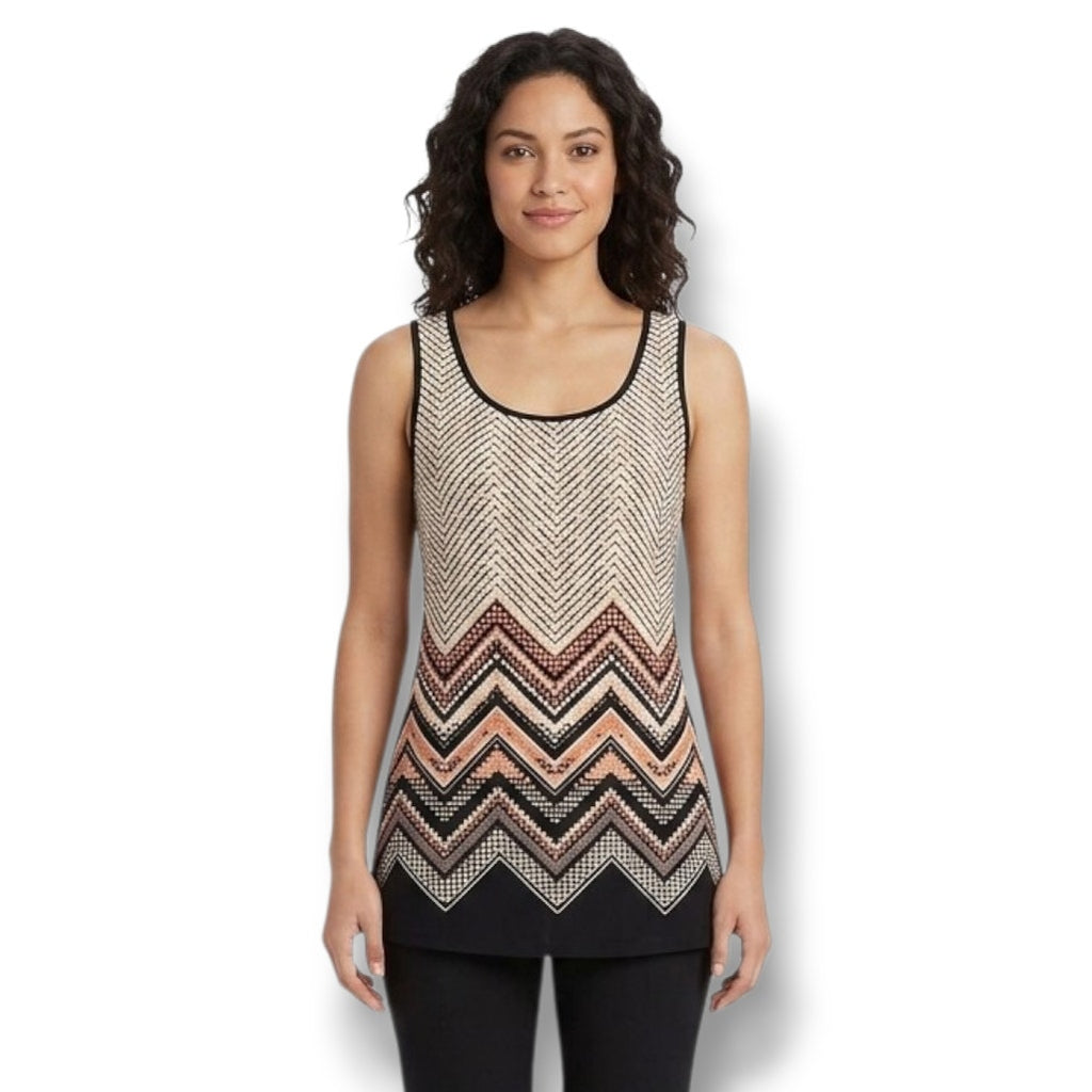 Julie’s Closet Women’s Multicolor Tribal Chevron Print Sleeveless Blouse Small