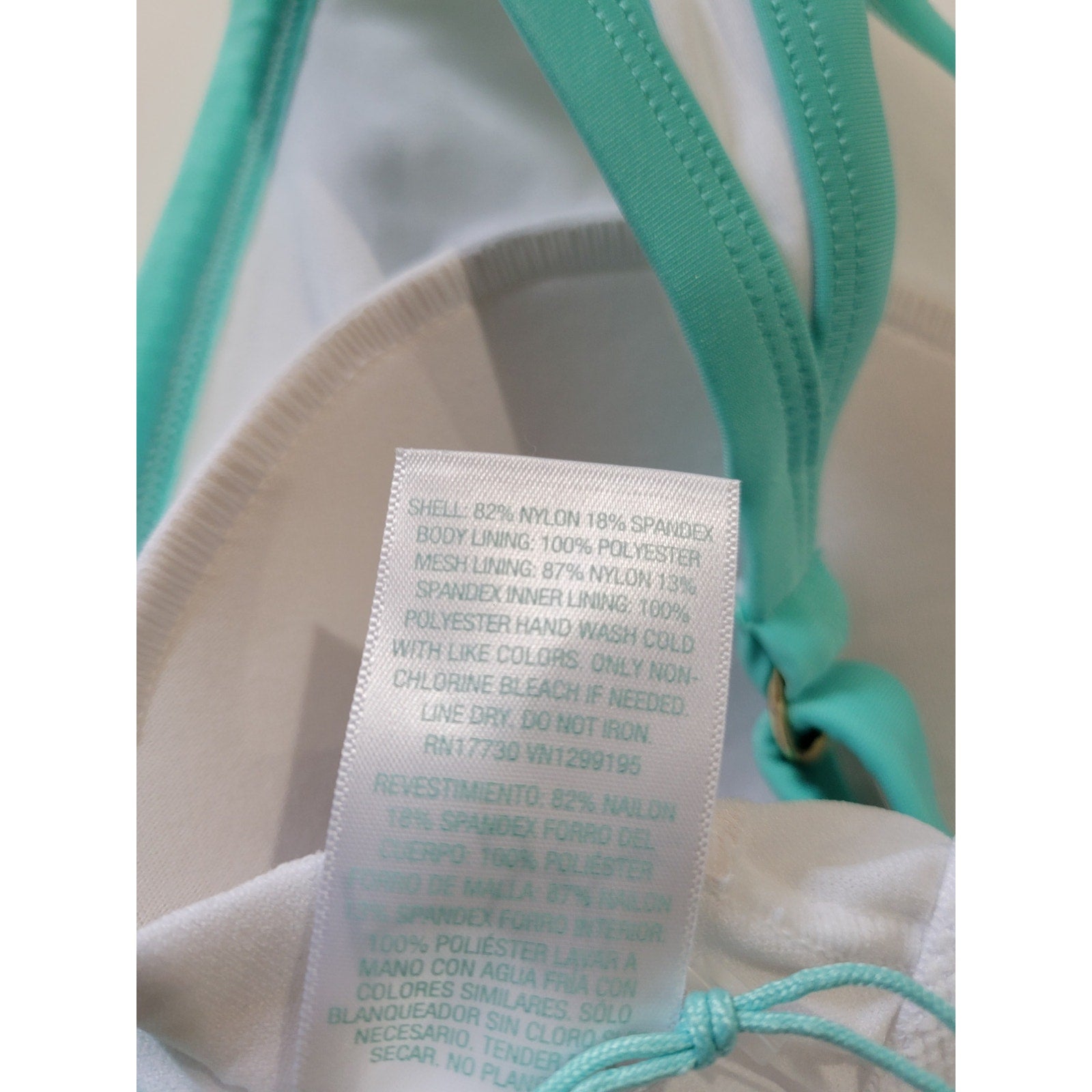 Kona Sol Women’s Teal & White Striped V-Neck One-Piece Swimsuit New