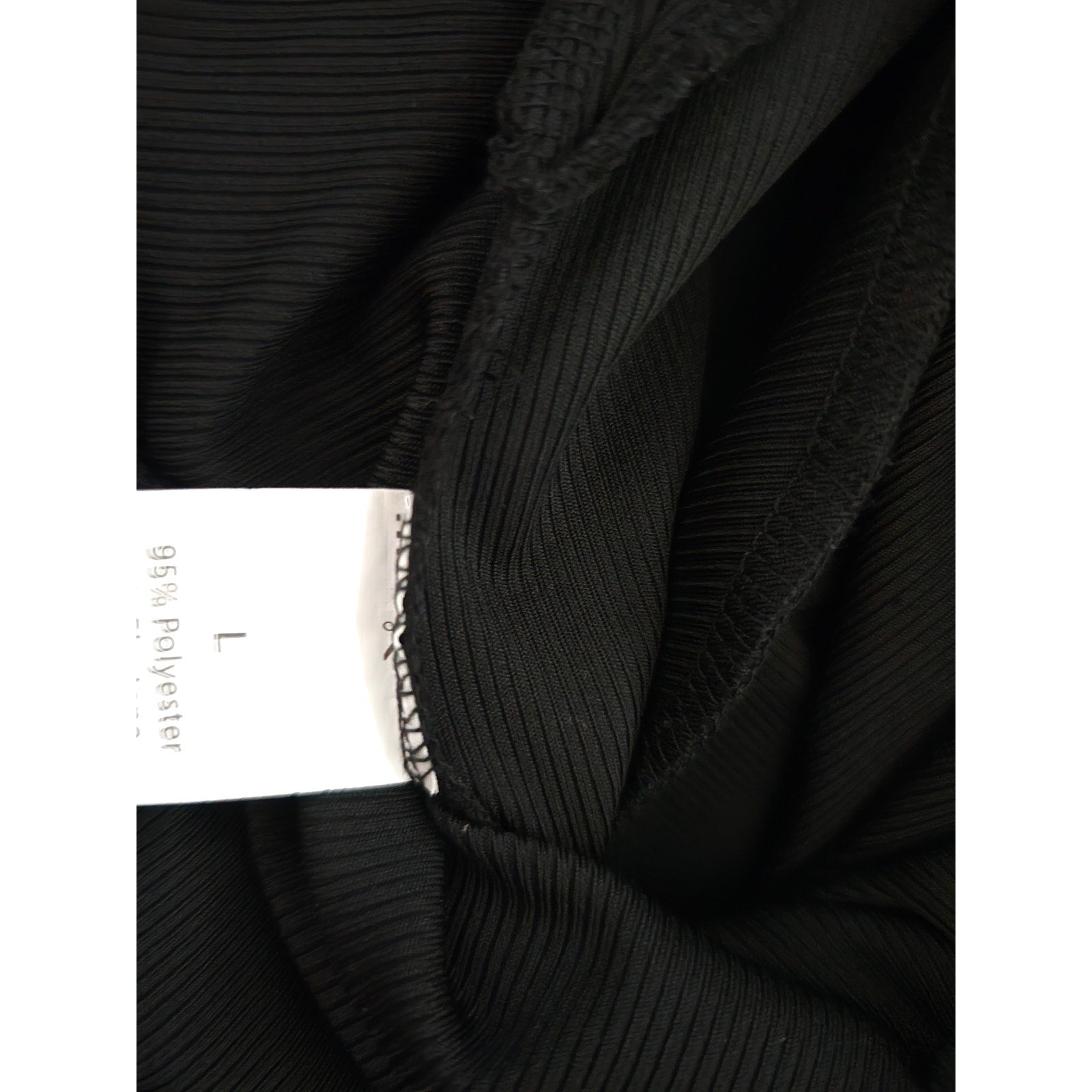 Women's Size Large Black Ribbed Knit Wide Leg Cami Jumpsuit