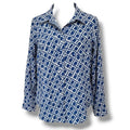 Merona Women’s Blue White Geometric Button-Down Blouse - XS