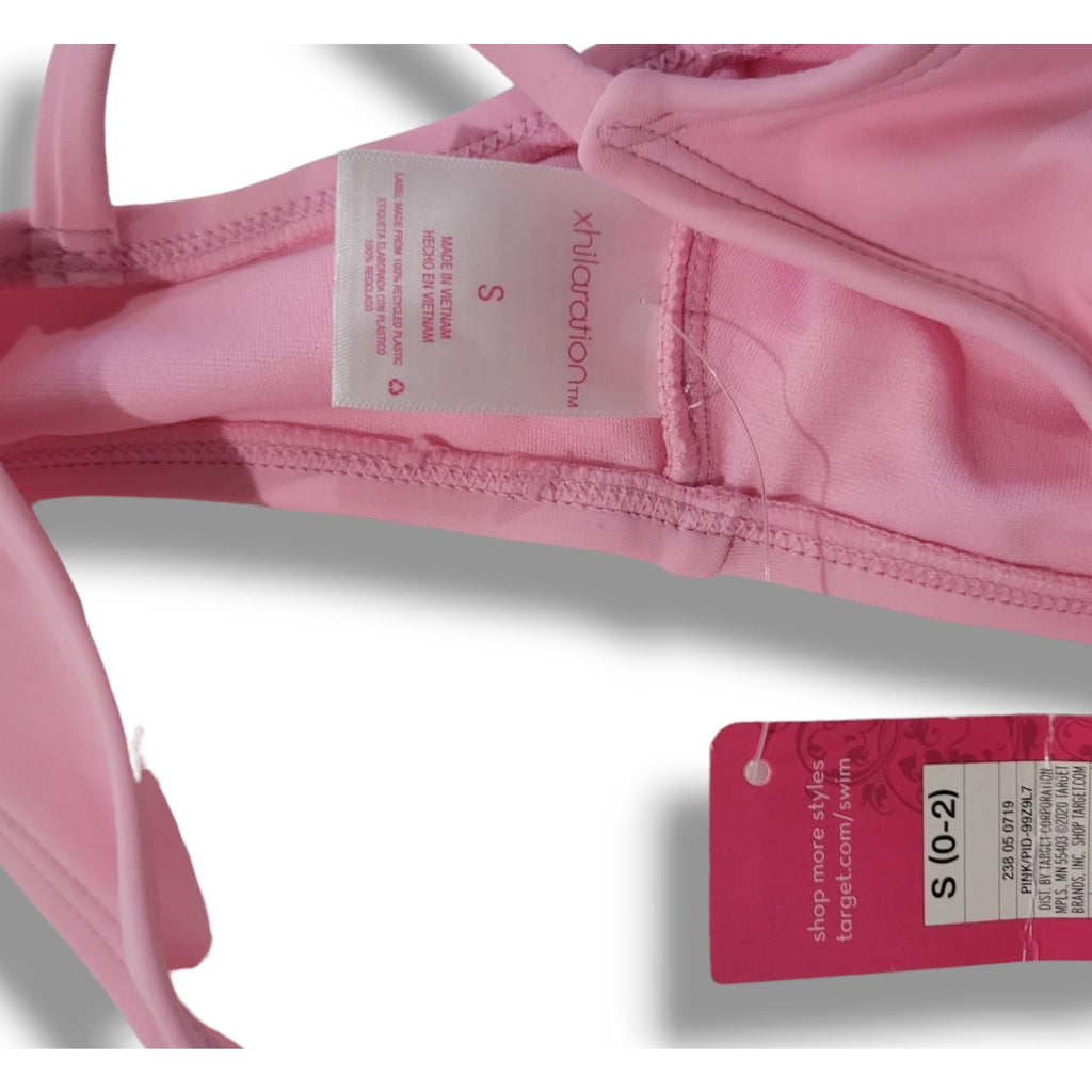 Xhilaration Juniors Pink Ruched Front Bralette Bikini Top – New, Nylon Blend