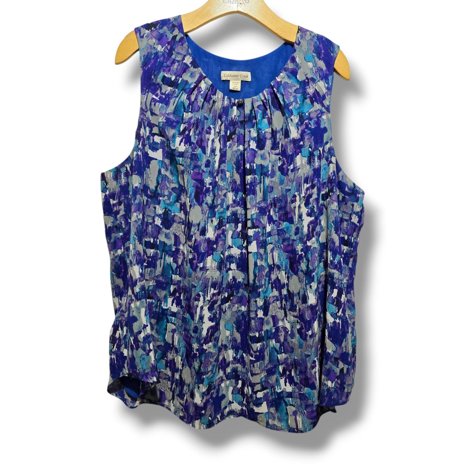 Coldwater Creek Women's Plus Size 2X Blue Purple Abstract Chiffon Tank Top