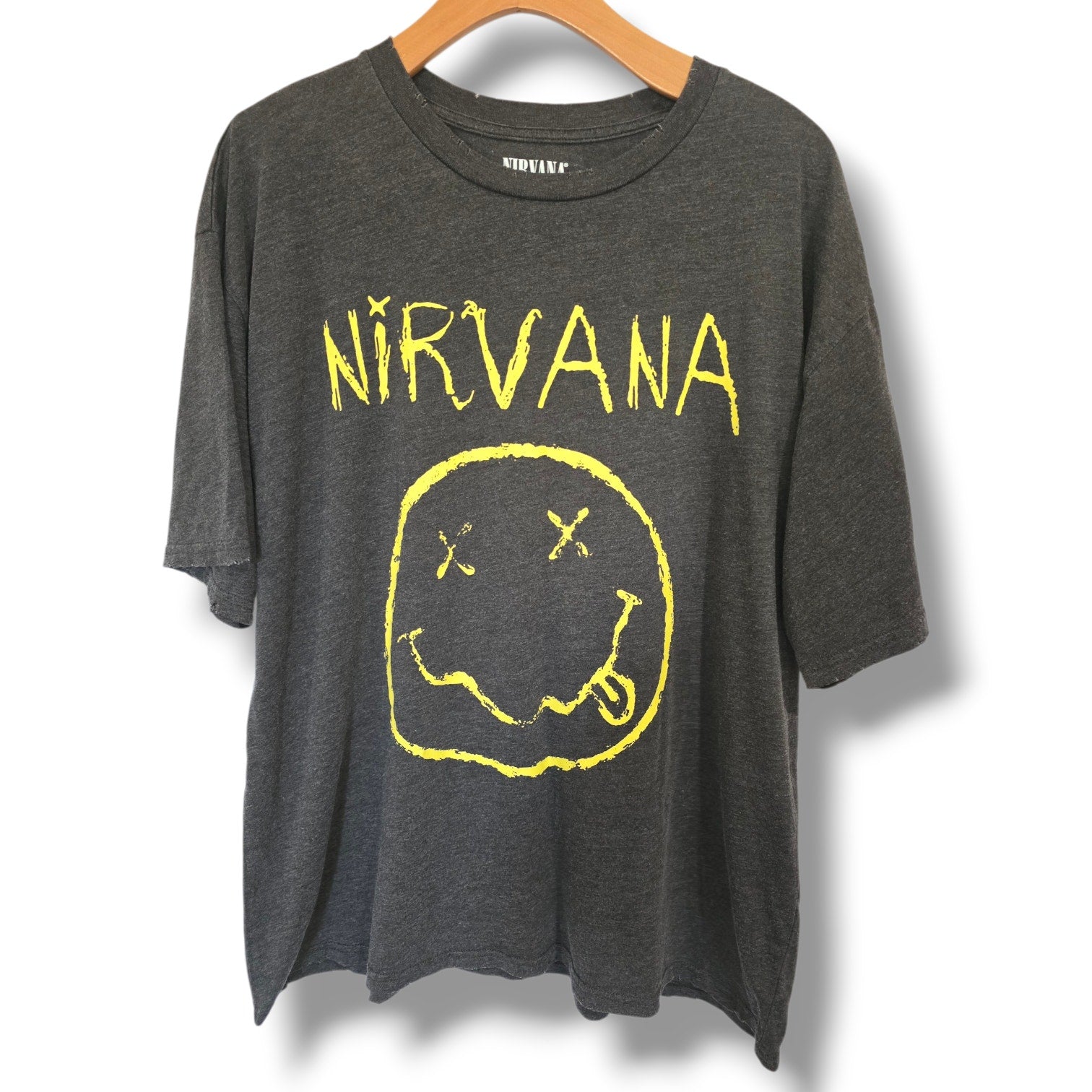 Nirvana "Live '93" Smiley Face Graphic Distressed T-Shirt