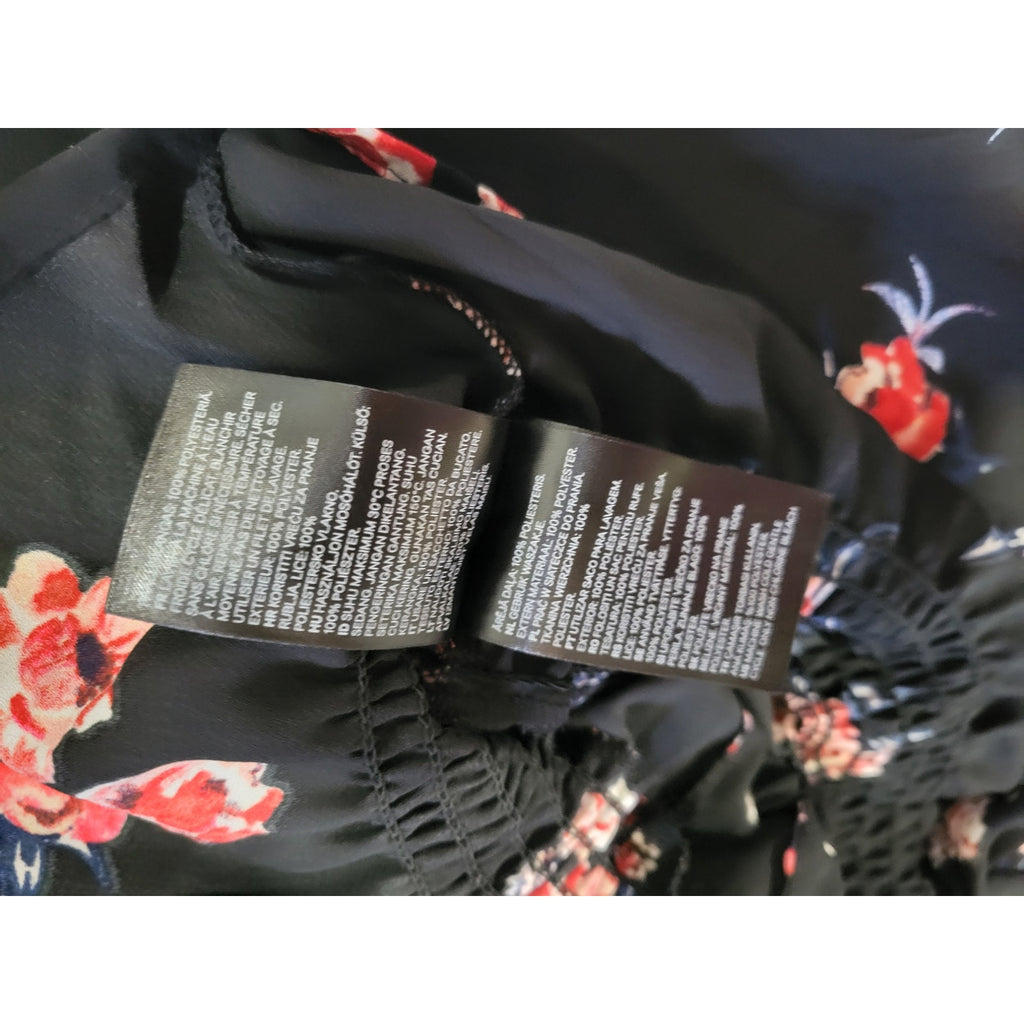 Divided by H&M Black Floral Lace-Up Smocked Blouse – Size 4 gently used
