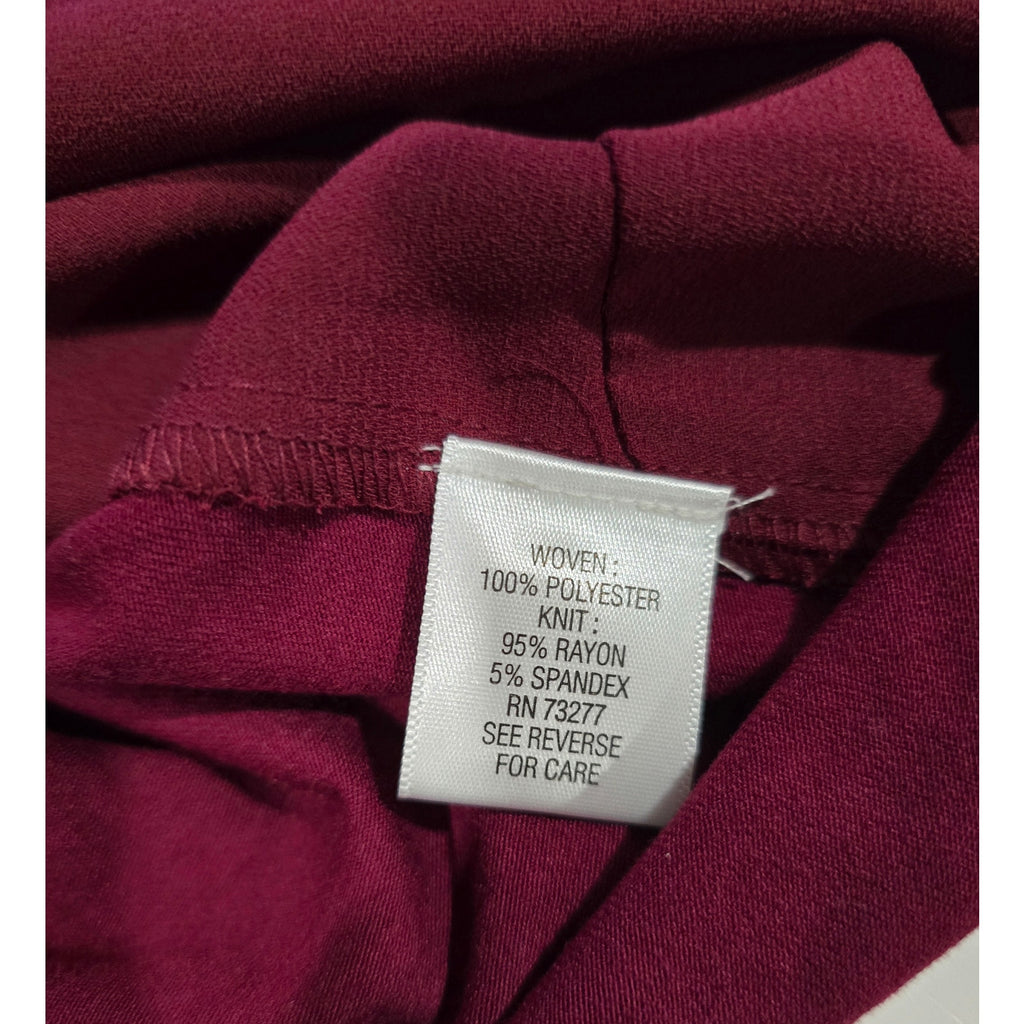 Dana Buchman Women’s Burgundy Asymmetrical Tiered Blouse Small