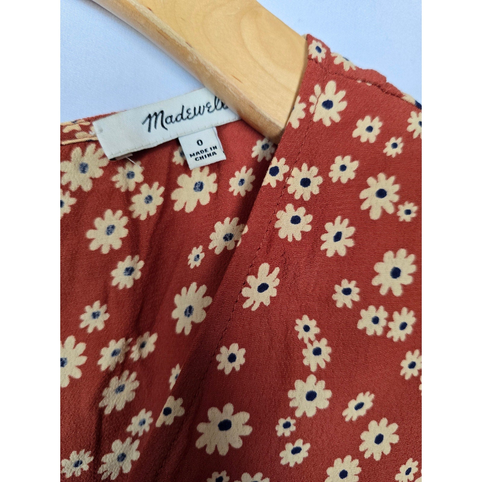 Madewell Women’s Rust Floral V-Neck Romper | Size 0