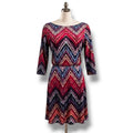 Lily Rose Women’s Multicolor Chevron A-Line Dress Long Sleeve - Size Large