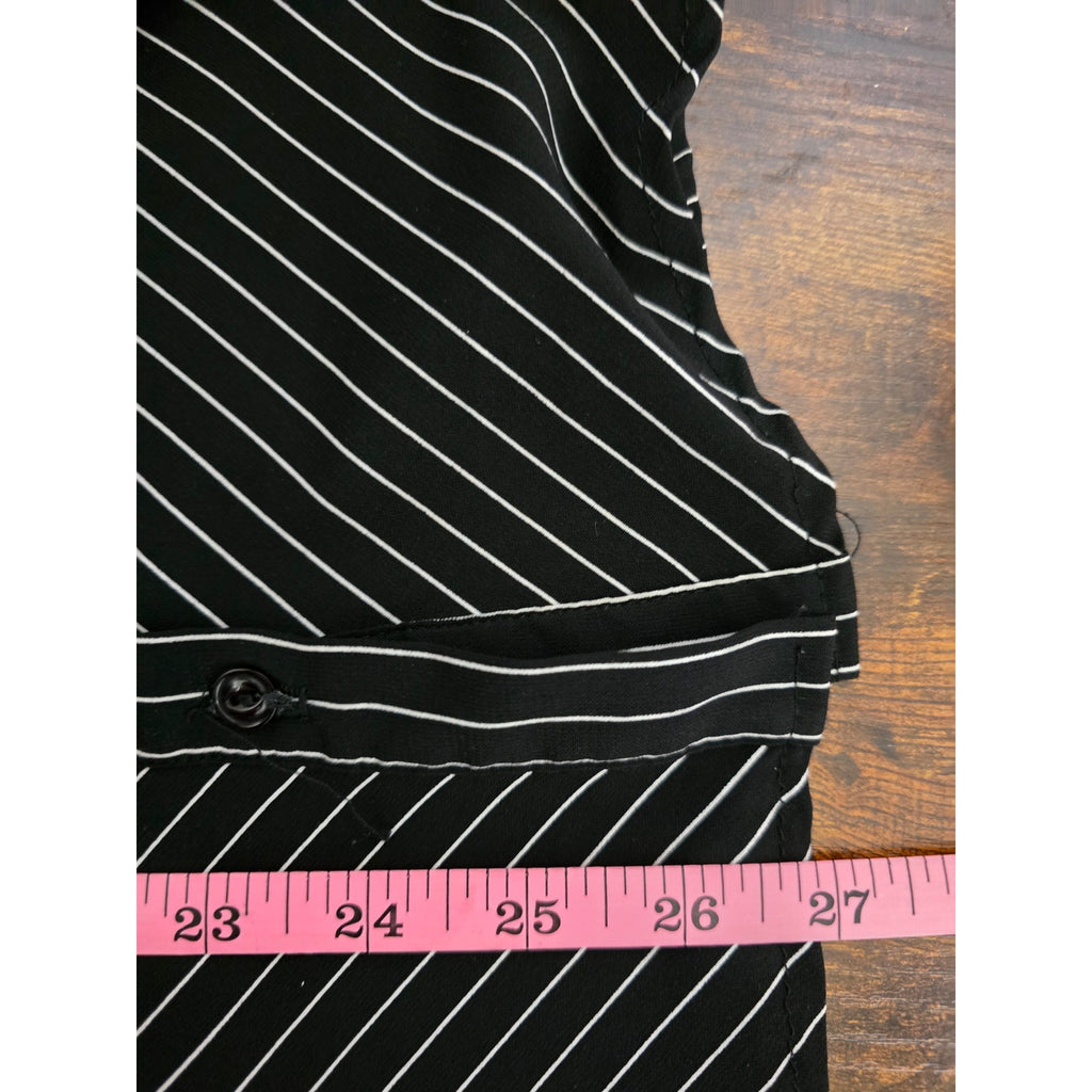 Dressbarn Woman Black White Chevron Pinstripe Button Down Shirt Estimated 1X