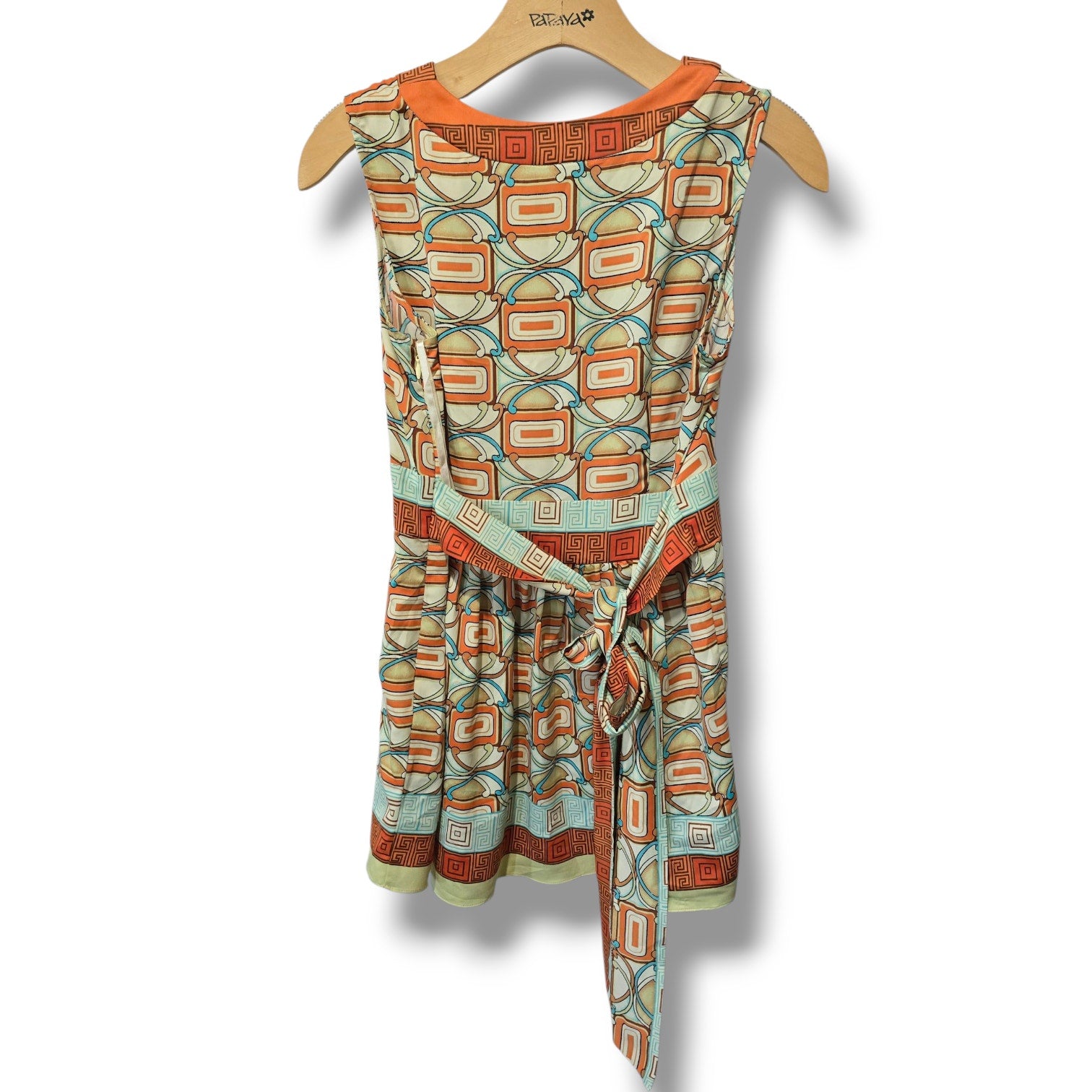 Nicole by Nicole Miller Womens Retro 70s Print Sleeveless Blouse Size 6 Tie-Back