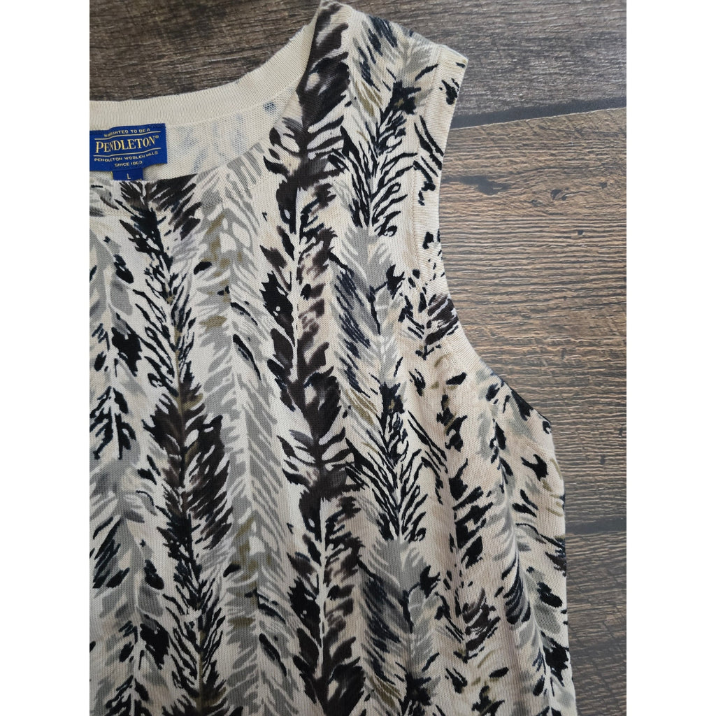Pendleton 100% Cotton Feather Ikat Knit Sleeveless Sweater Tank Top Large