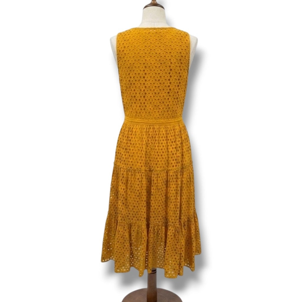 Frye x Anthropologie Mustard Yellow Eyelet Sleeveless Midi Dress – Size Small