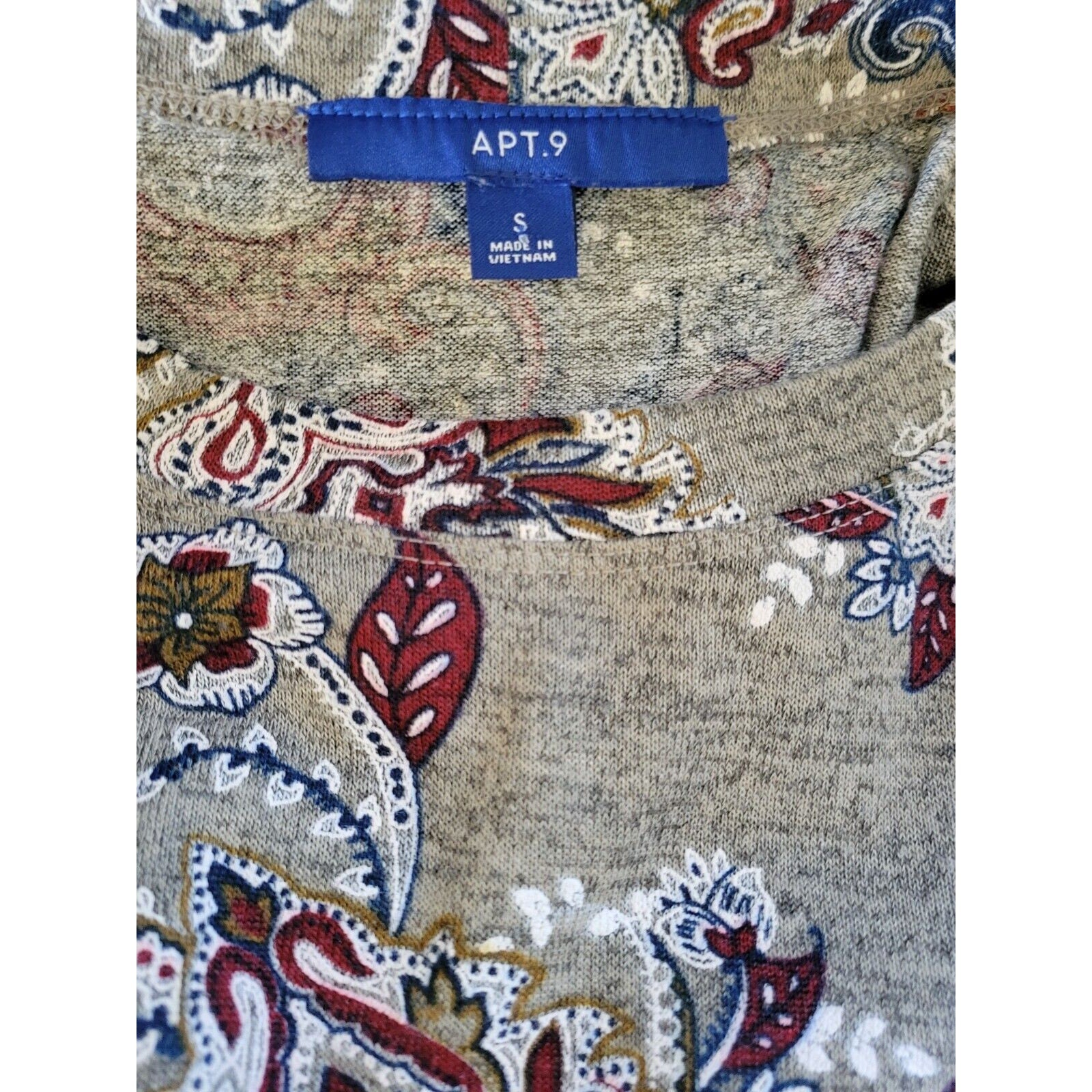 Apt 9 Women’s Small Paisley Swing Dress Lattice Sleeve Boho Chic