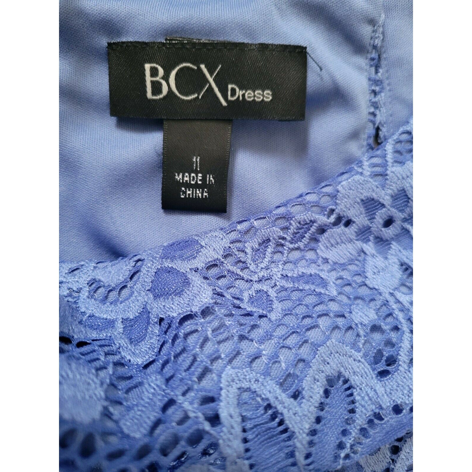 BCX Blue Lace Halter Dress Juniors Size 11 Scallop A-Line Cocktail Party Dress